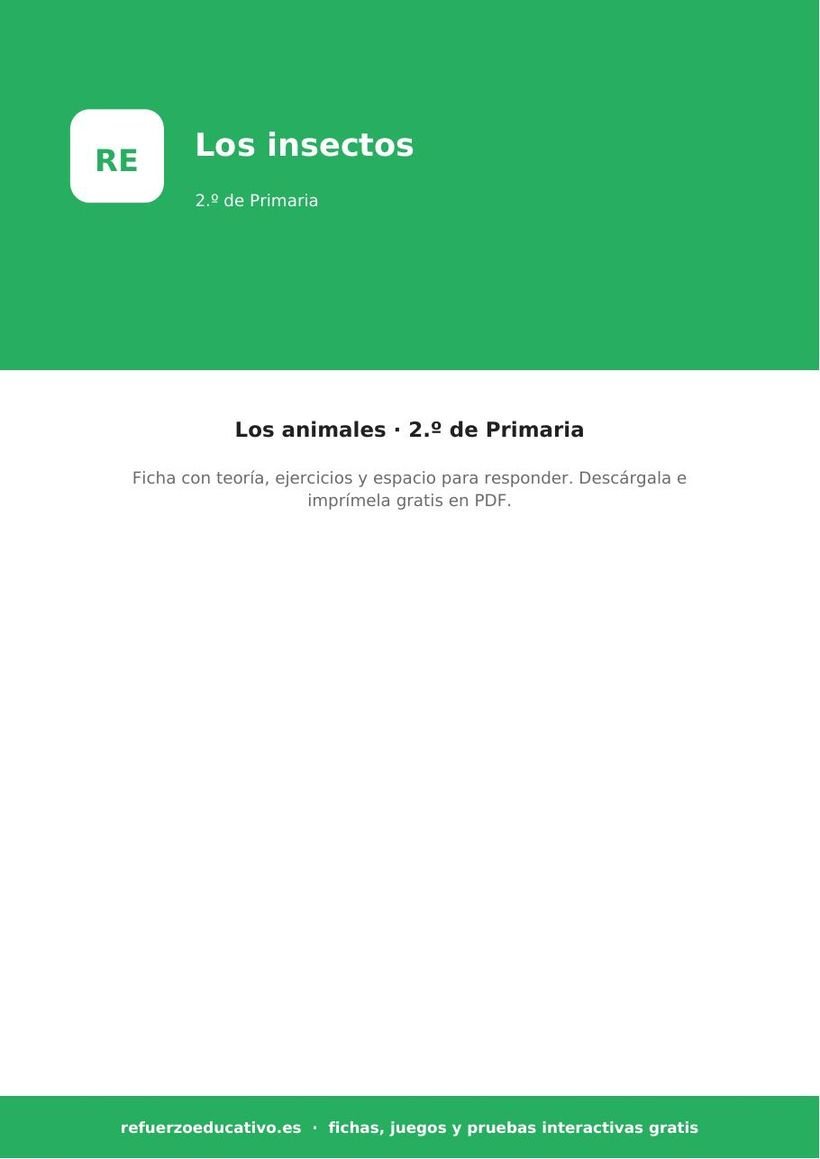 Los insectos: ficha de Ciencias Naturales para 2.º de Primaria (PDF) naturales los insectos 2o portada