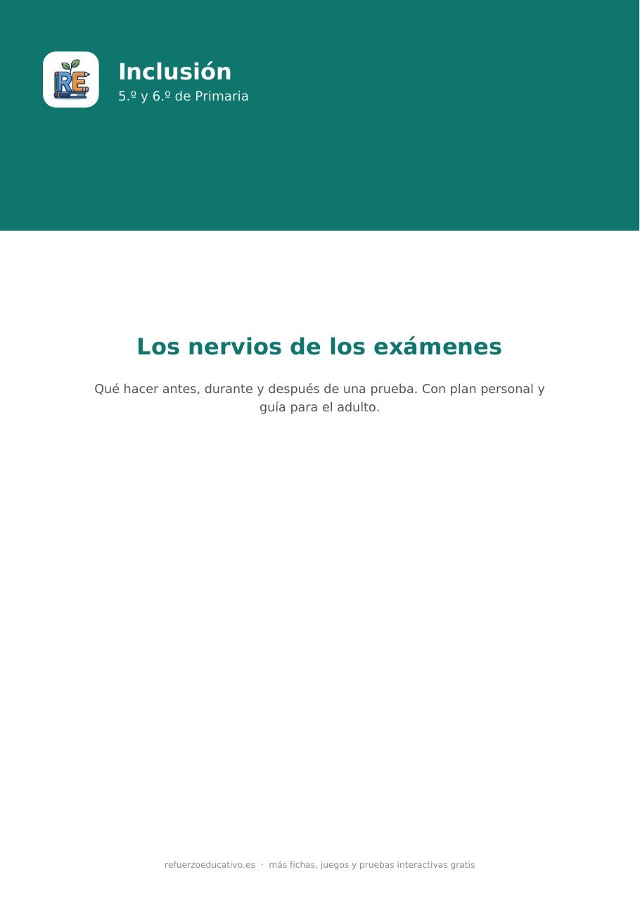 Portada de la ficha Nervios antes de un examen de refuerzoeducativo.es