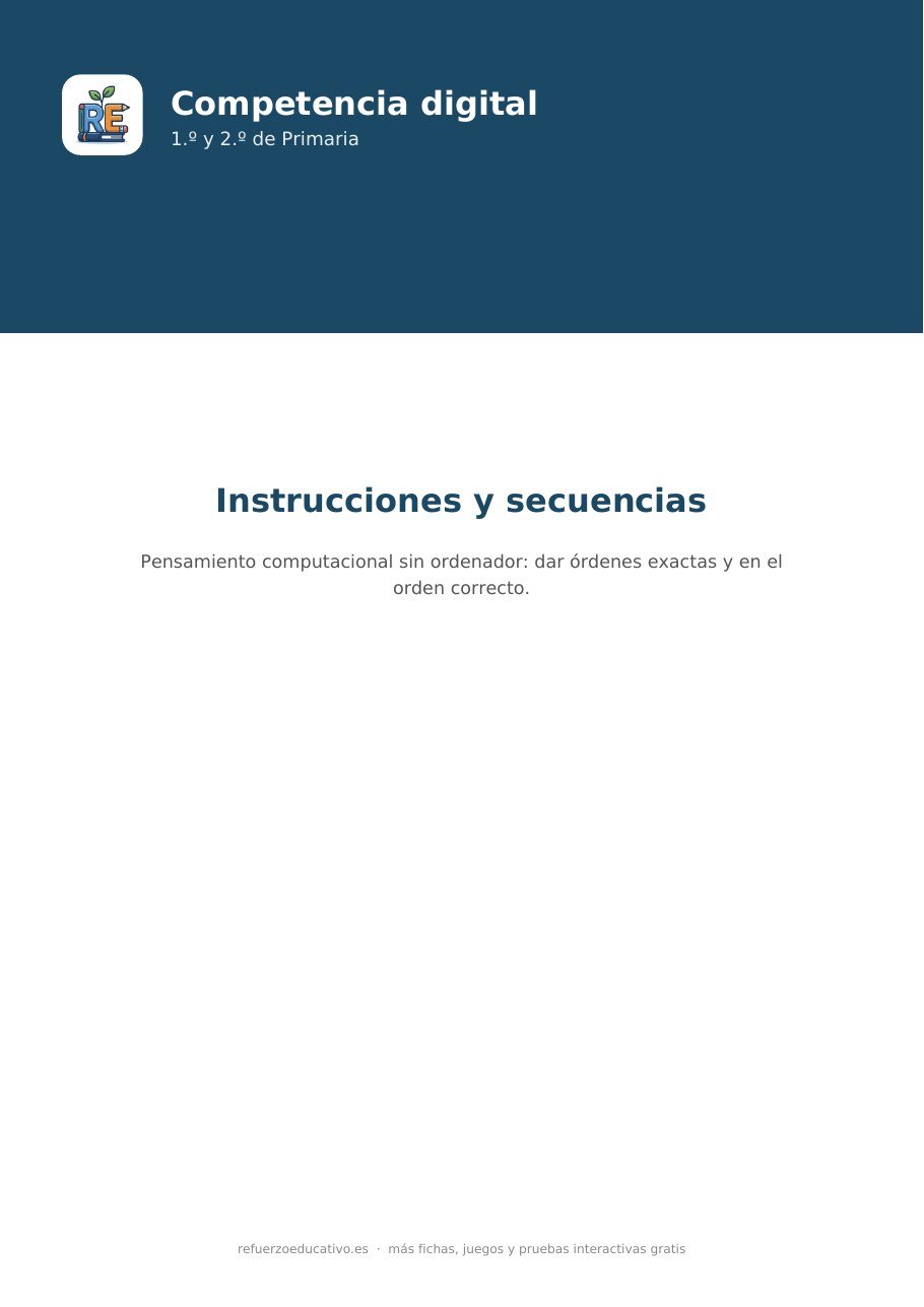 Portada de la ficha Pensamiento computacional en 1.º y 2.º de refuerzoeducativo.es