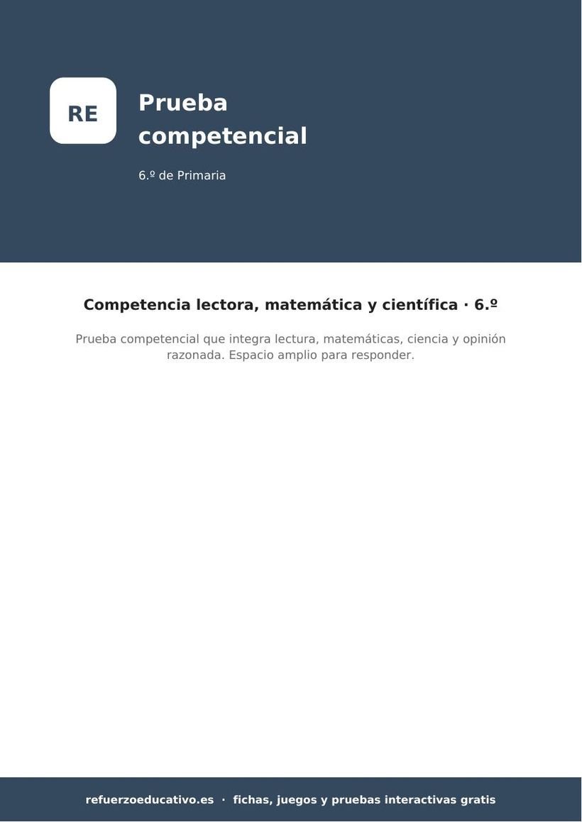 Prueba competencial para 6.º: el huerto escolar (PDF) prueba competencial huerto 6o portada