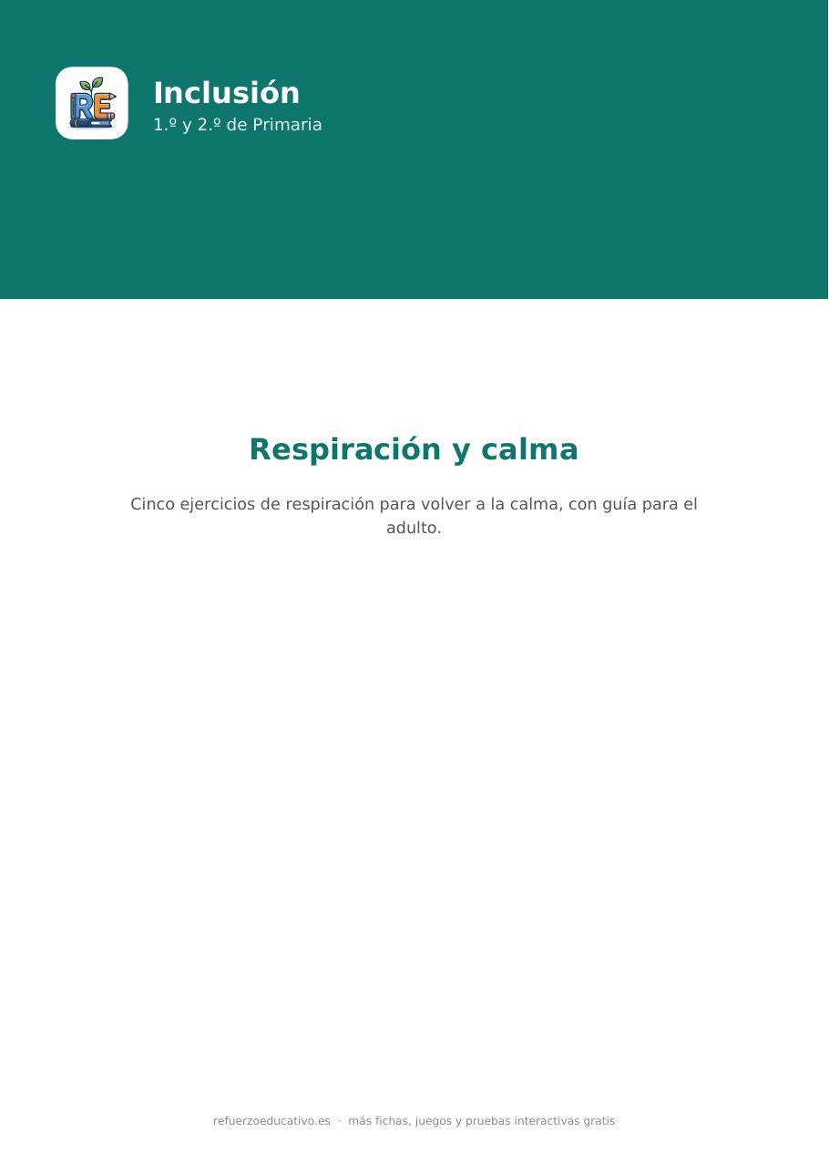 Portada de la ficha Ejercicios de respiración para niños de refuerzoeducativo.es