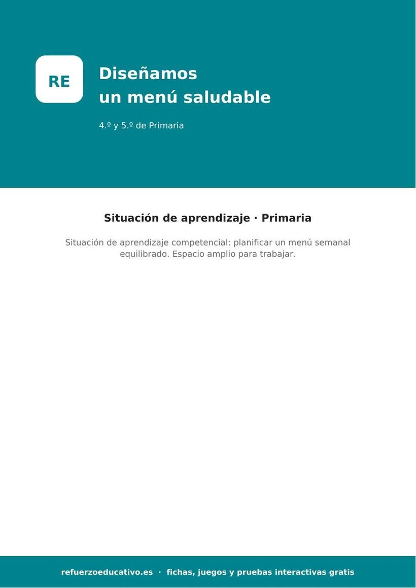 Diseñamos un menú saludable: situación de aprendizaje (PDF) situacion menu saludable portada