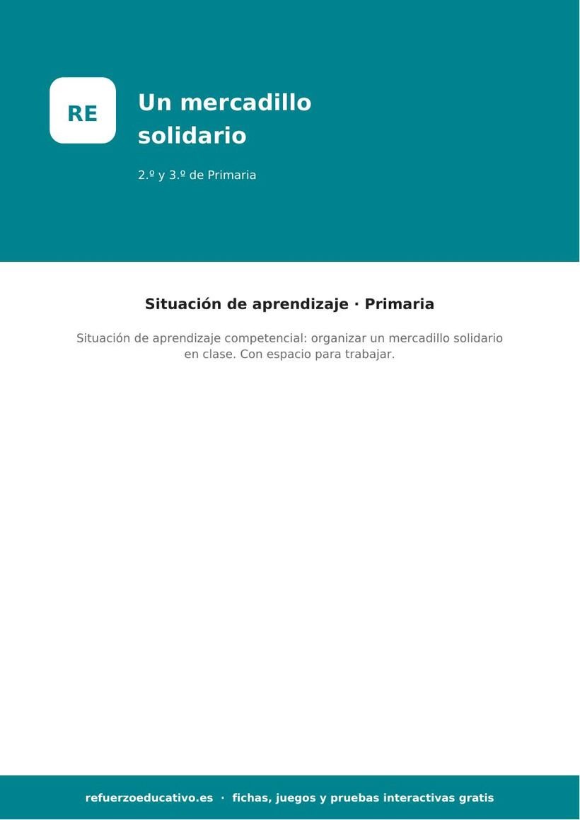 Un mercadillo solidario: situación de aprendizaje (PDF) situacion mercadillo solidario portada