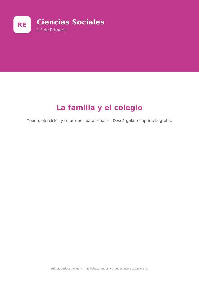Ciencias Sociales para 1.º de Primaria: la familia y el colegio (PDF) sociales la familia 1 primaria portada