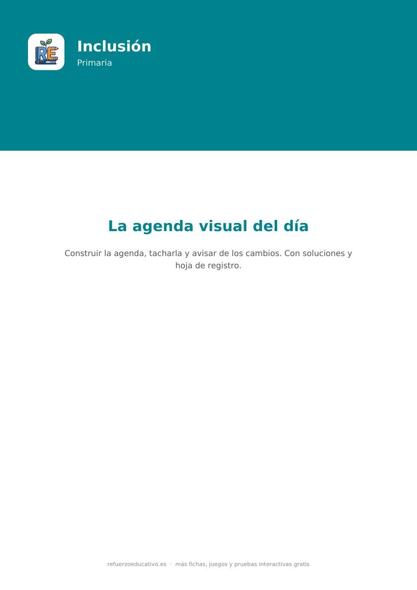 Portada de la ficha La agenda visual del día, material de inclusión para alumnado con TEA