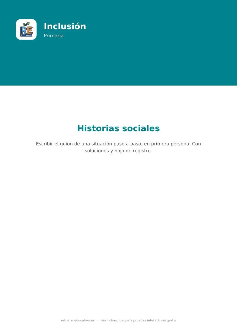 Portada de la ficha Historias sociales, material de inclusión para alumnado con TEA