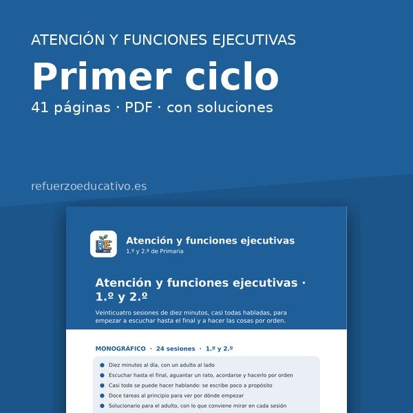 Portada del cuaderno Atención y funciones ejecutivas · Primer ciclo