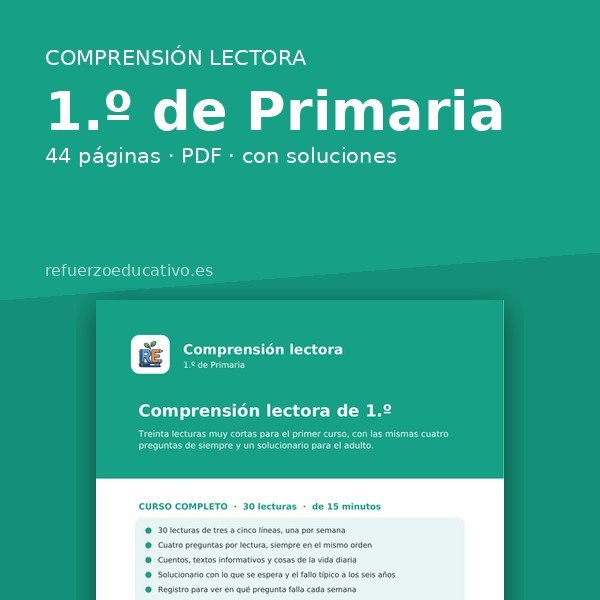 Portada del cuaderno Comprensión lectora de 1.º