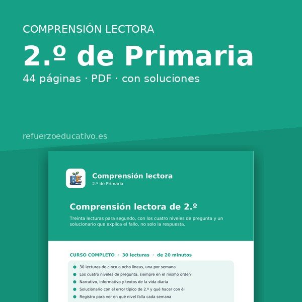 Portada del cuaderno Comprensión lectora de 2.º