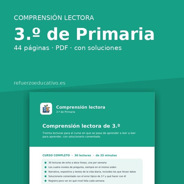 Portada del cuaderno Comprensión lectora de 3.º