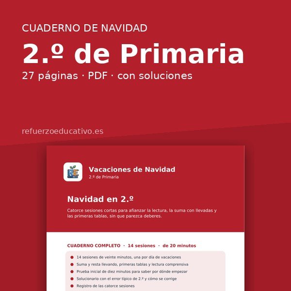 Navidad en 2.º de Primaria — cuaderno en PDF de refuerzoeducativo.es