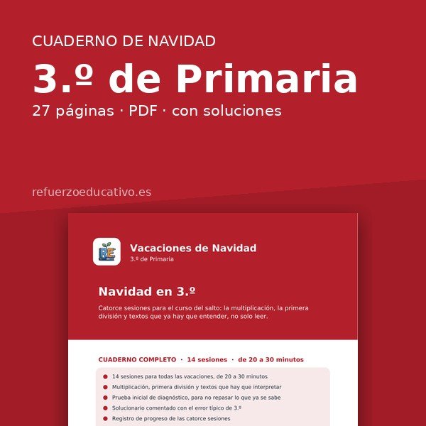 Navidad en 3.º de Primaria — cuaderno en PDF de refuerzoeducativo.es