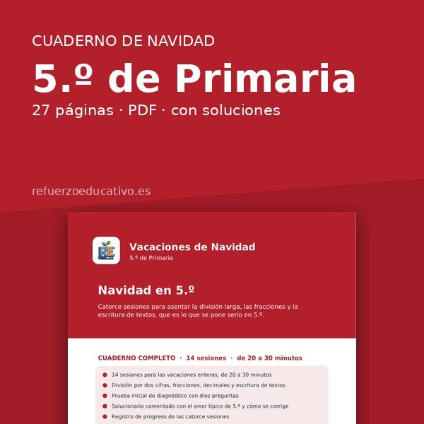 Navidad en 5.º de Primaria — cuaderno en PDF de refuerzoeducativo.es