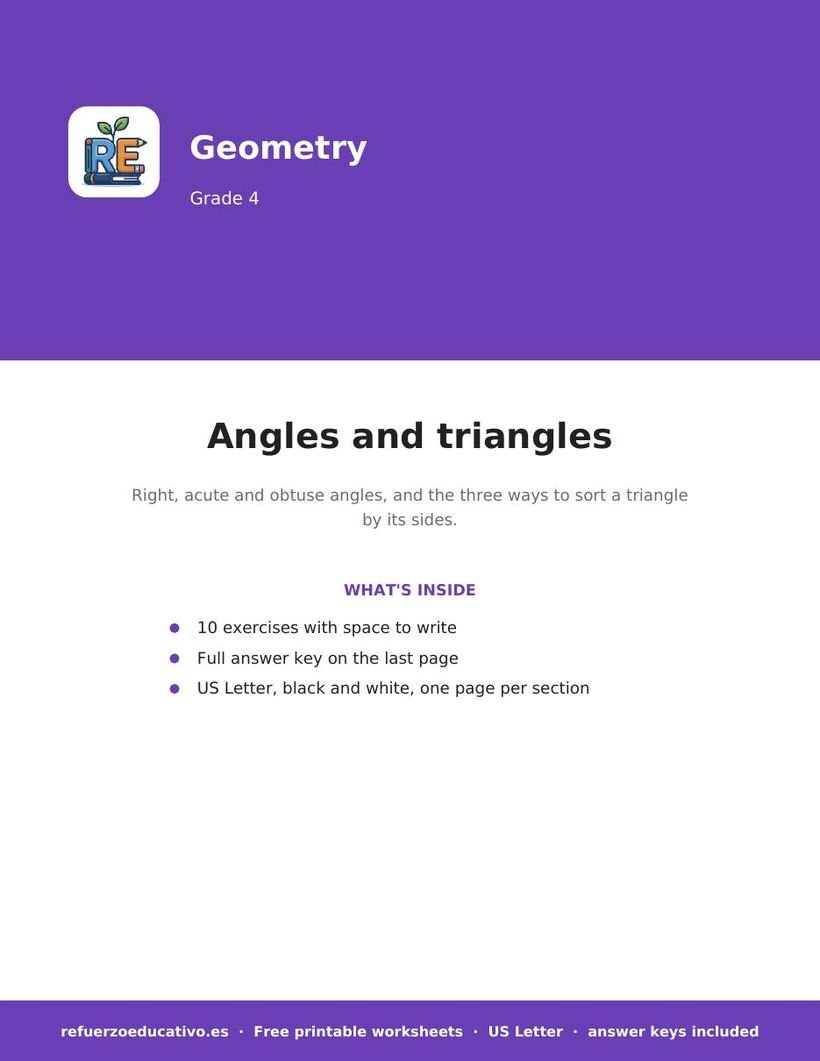 Angles and triangles worksheet cover