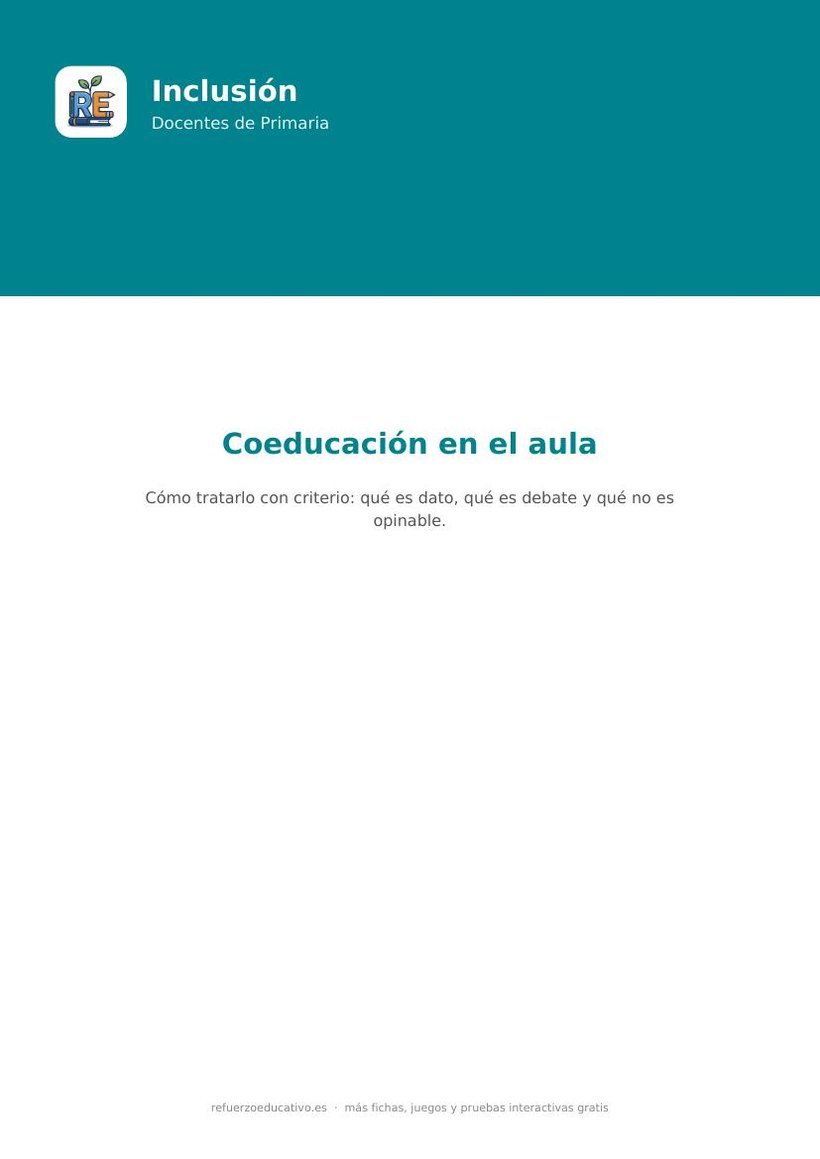 Portada de la ficha coeducacion en el aula guia docente