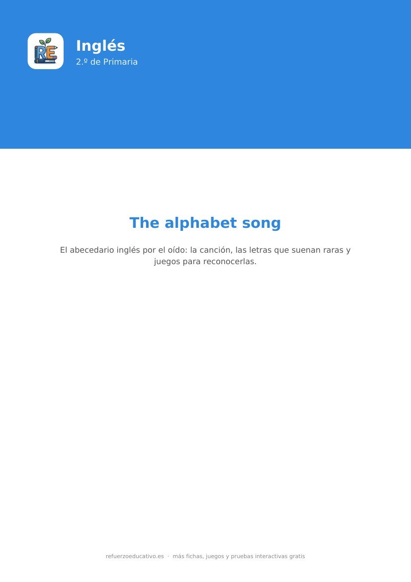 Portada de la ficha: El abecedario en inglés (the alphabet) — Inglés 2.º (PDF)
