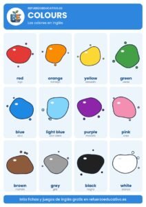 Lámina Colours: los colores en inglés con dibujos
