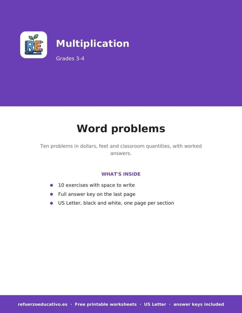 Word problems worksheet cover