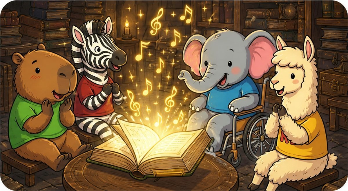 Del libro dorado salen notas musicales