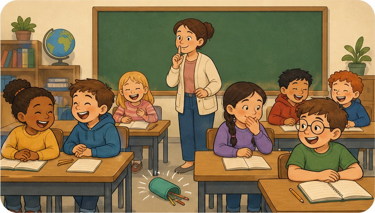 La clase se ríe al empezar el concurso de silencio