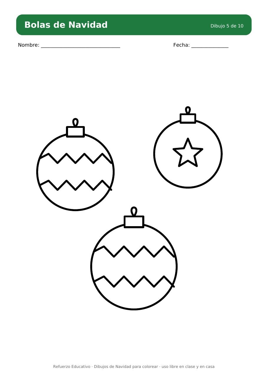 Dibujo de bolas de Navidad decoradas para colorear