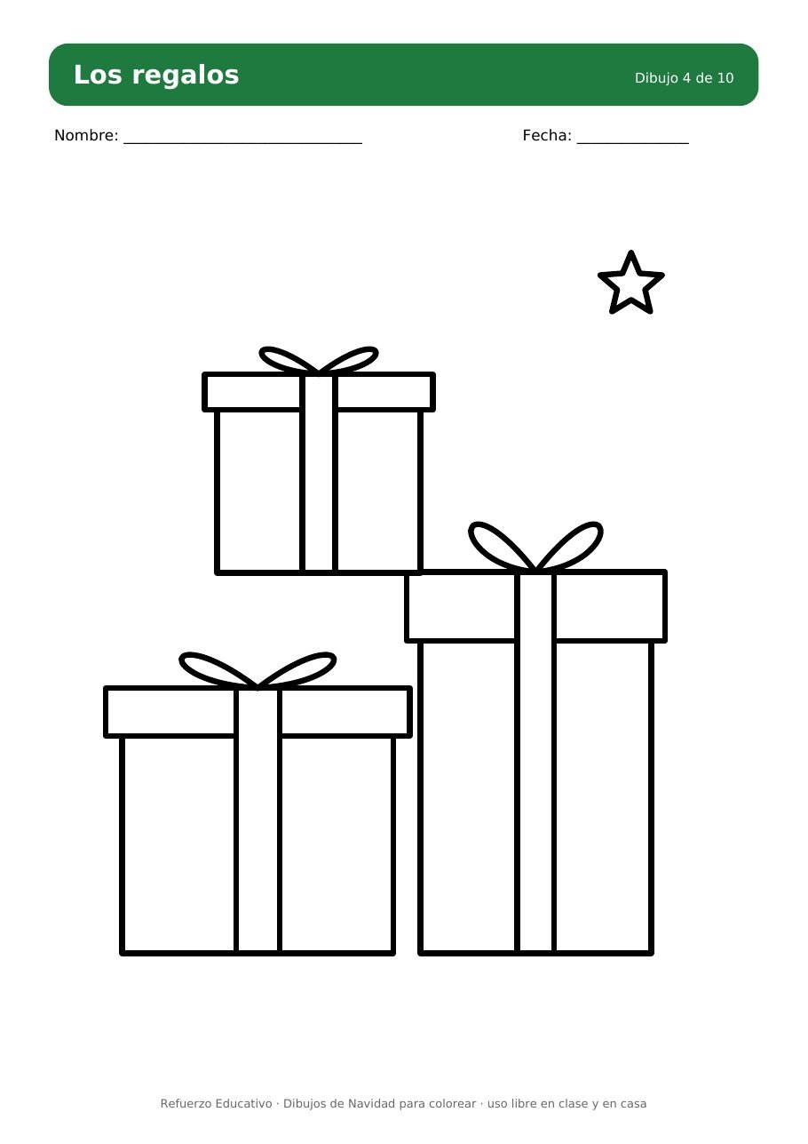 Dibujo de tres cajas de regalo con lazo para colorear