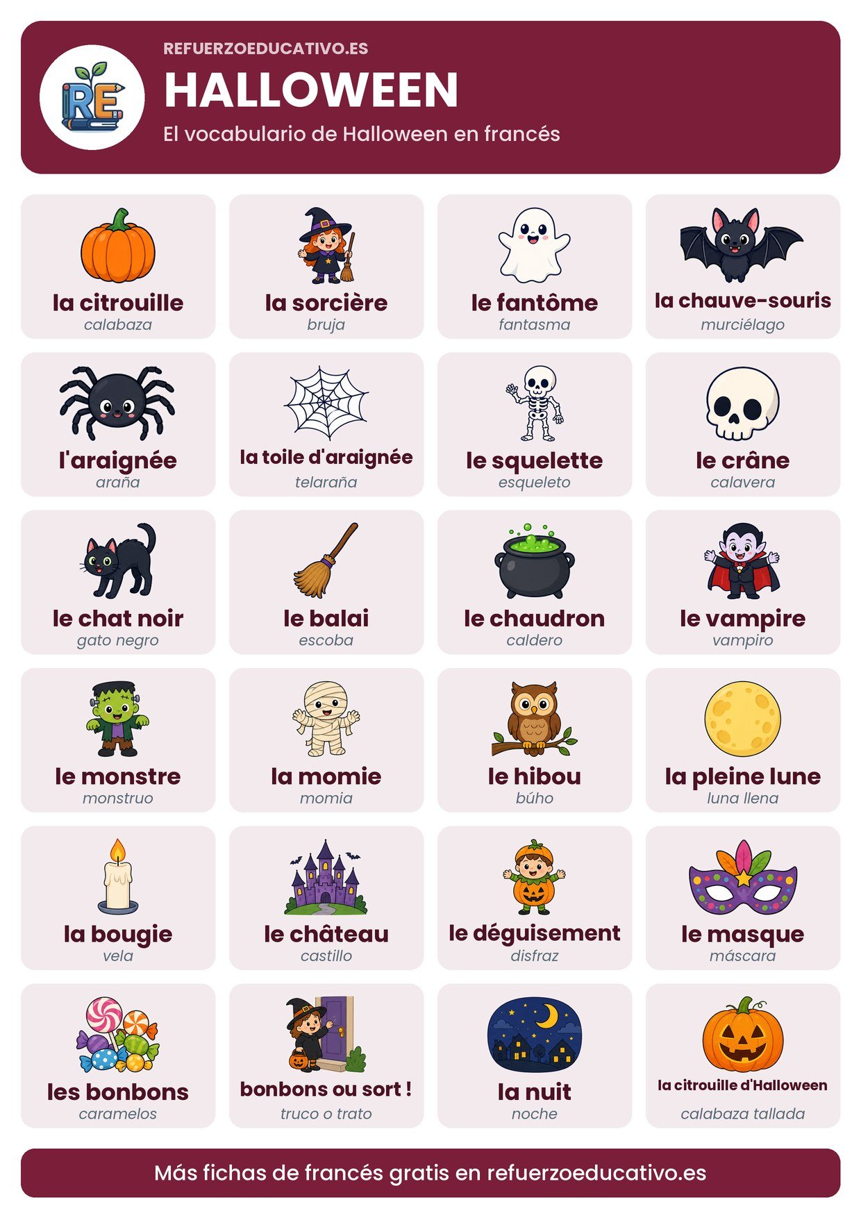 Lámina Halloween en francés