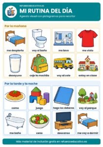 Agenda visual con pictogramas de la rutina diaria