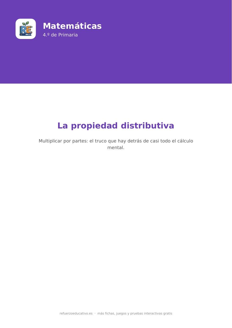 Portada de la ficha de la propiedad distributiva para 4.º de Primaria